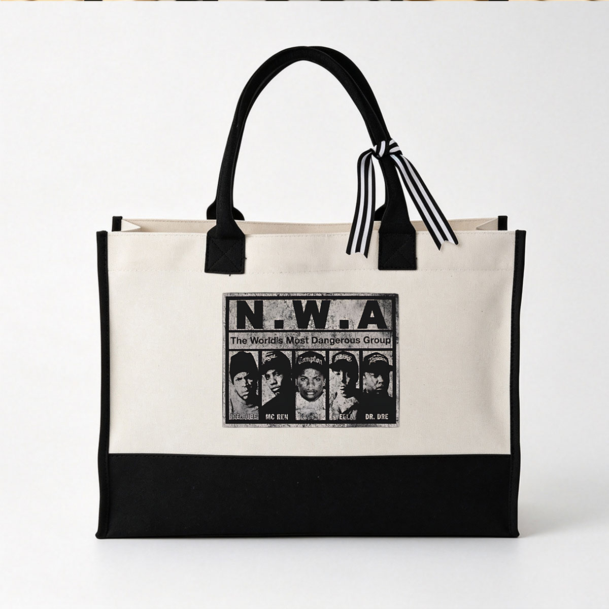 N.W.A: The World's Most Dangerous Group - Ice Cube, MC Ren, Eazy-E, DJ Yella, Dr. Dre - Canvas patchwork gift tote bag