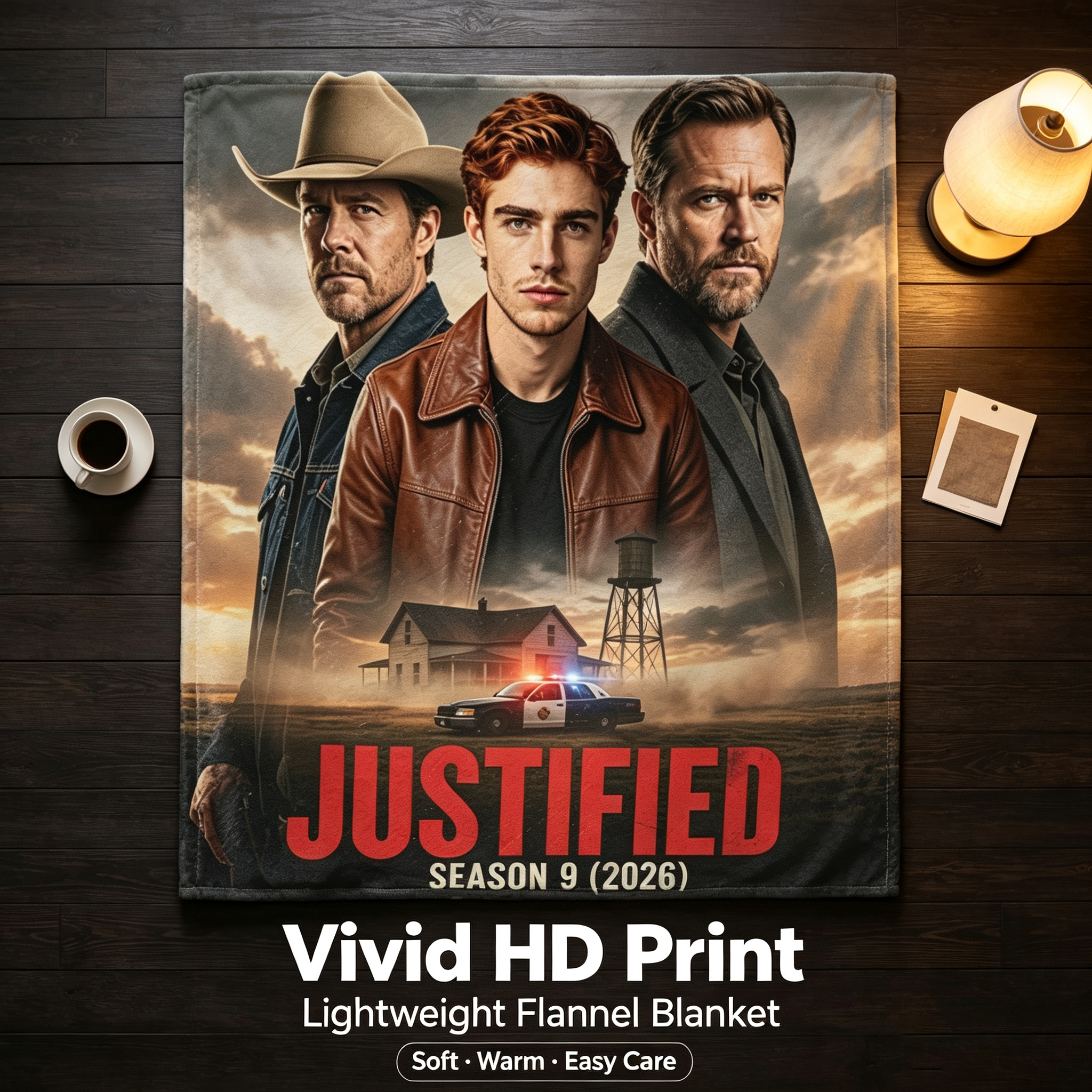 Custom Face Blanket Justified Season 9 Flannel Blanket for Fans of Timothy Olyphant and Walton Goggins – Perfect Gift for Crime Neo-Western Drama Enthusiasts