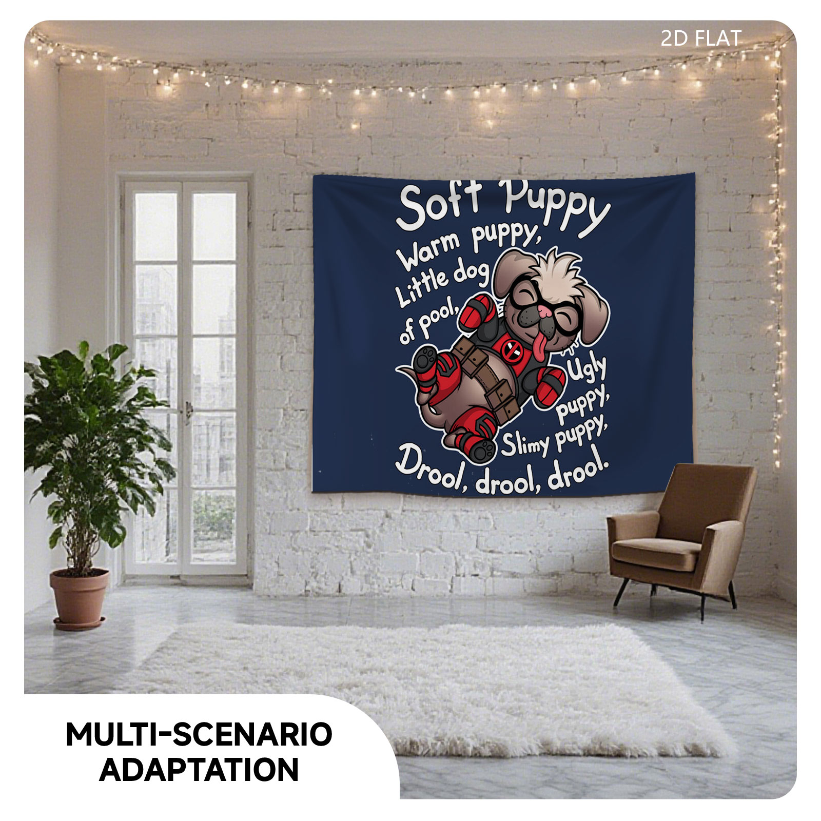 Deadpool Puppy: Soft, Warm, Slimy, Drool-Filled Fun - Tapestry