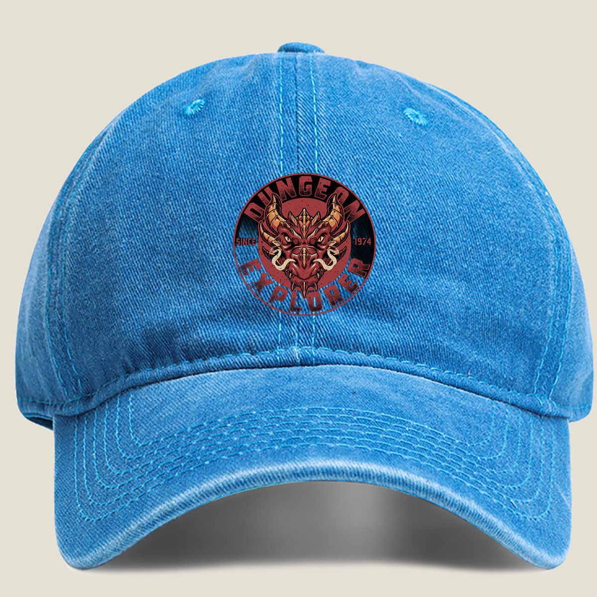 Dungeon Explorer: Red Dragon Emblem - Washed Denim - Baseball Cap