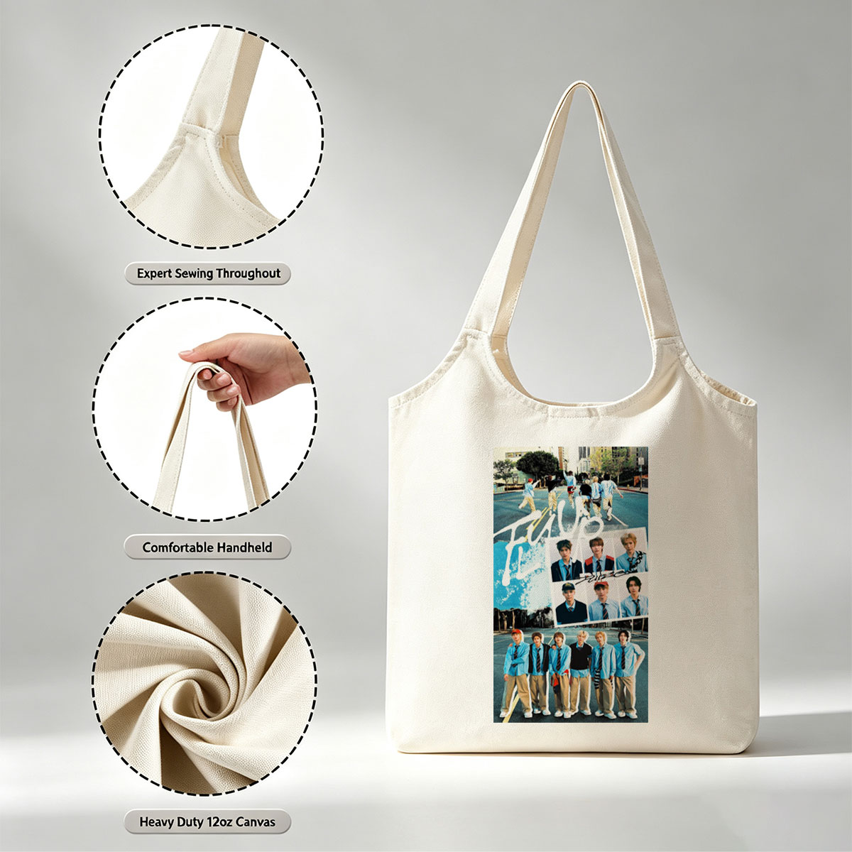 FUP Band in Urban Playground: Dynamic Group Portrait with Street Style and Individual Close-Ups - Canvas shoulder bags/