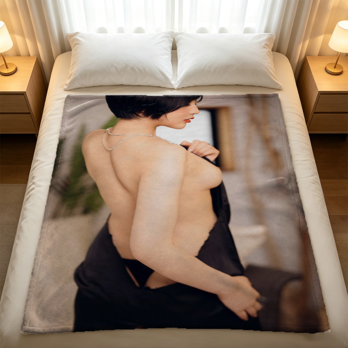 Nude Blonde on a Towel in the Woods - Blanket