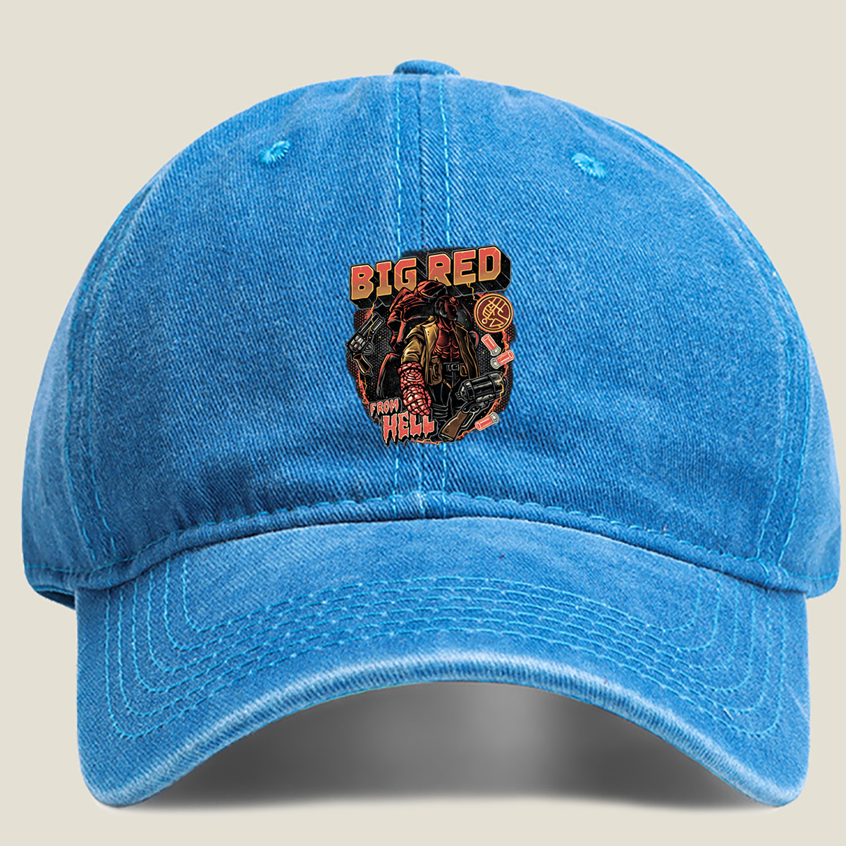 Big Red from Hell - Washed Denim - Baseball Cap