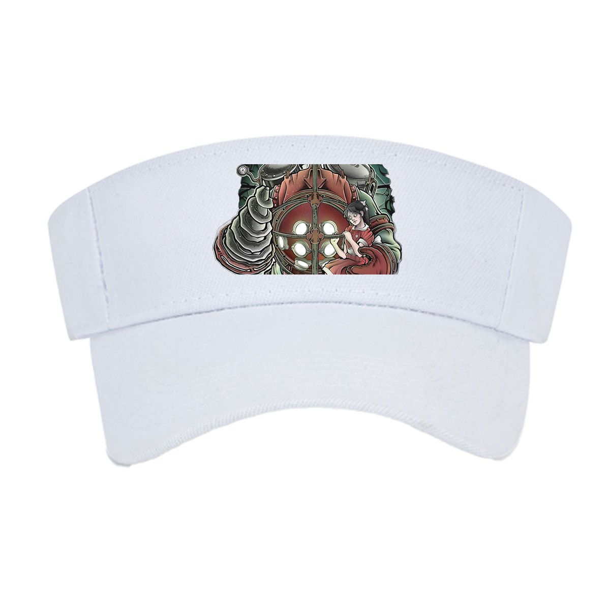 Hello Mr. Bubbles: Steampunk Mechanic and Girl in Red Dress -  Visor cap