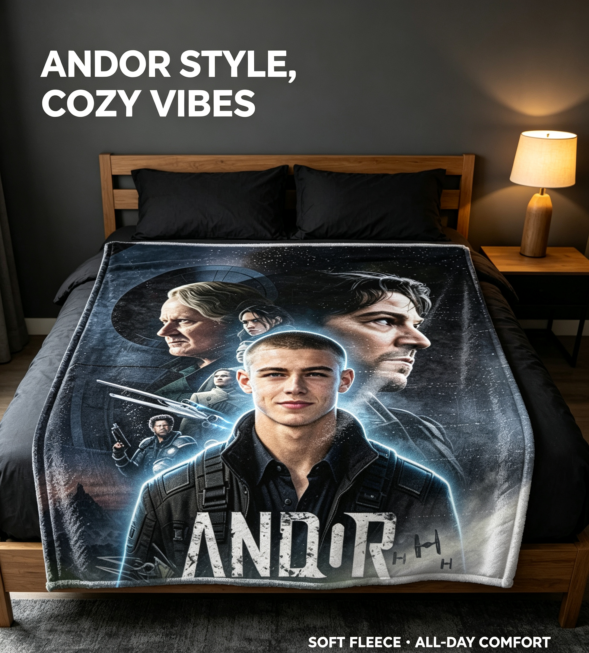 Custom Face Blanket Andor Star Wars Series Flannel Blanket for Fans and Collectors – Perfect Gift or Giveaway for Movie Enthusiasts