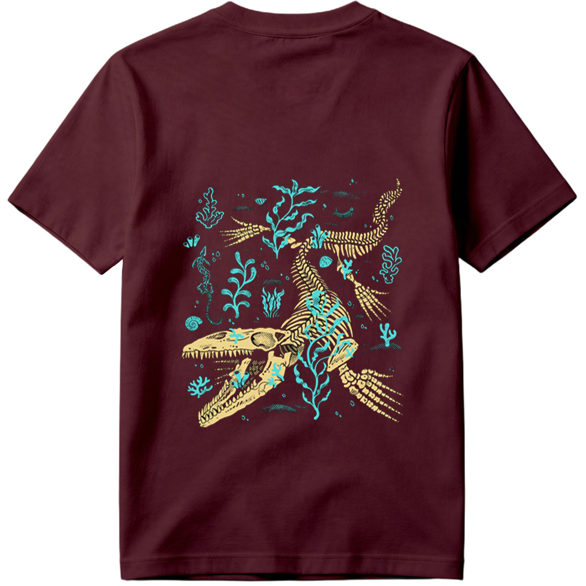 Mosasaurus Skeleton in Ocean Depths - Tee