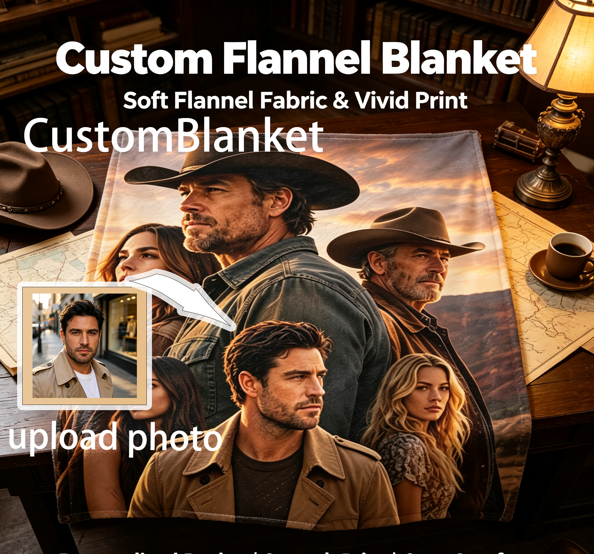 Custom Face Blanket Ransom Canyon Netflix Series Flannel Blanket Perfect for Fans of Western Drama Cozy Home Decor Gift or Giveaway