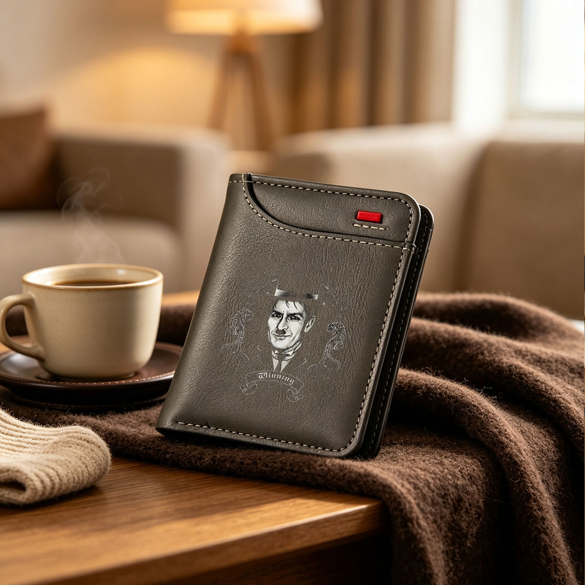 Winning: Mr. Monopoly with Tigers and Flourish Design - Vertical Style Wallet