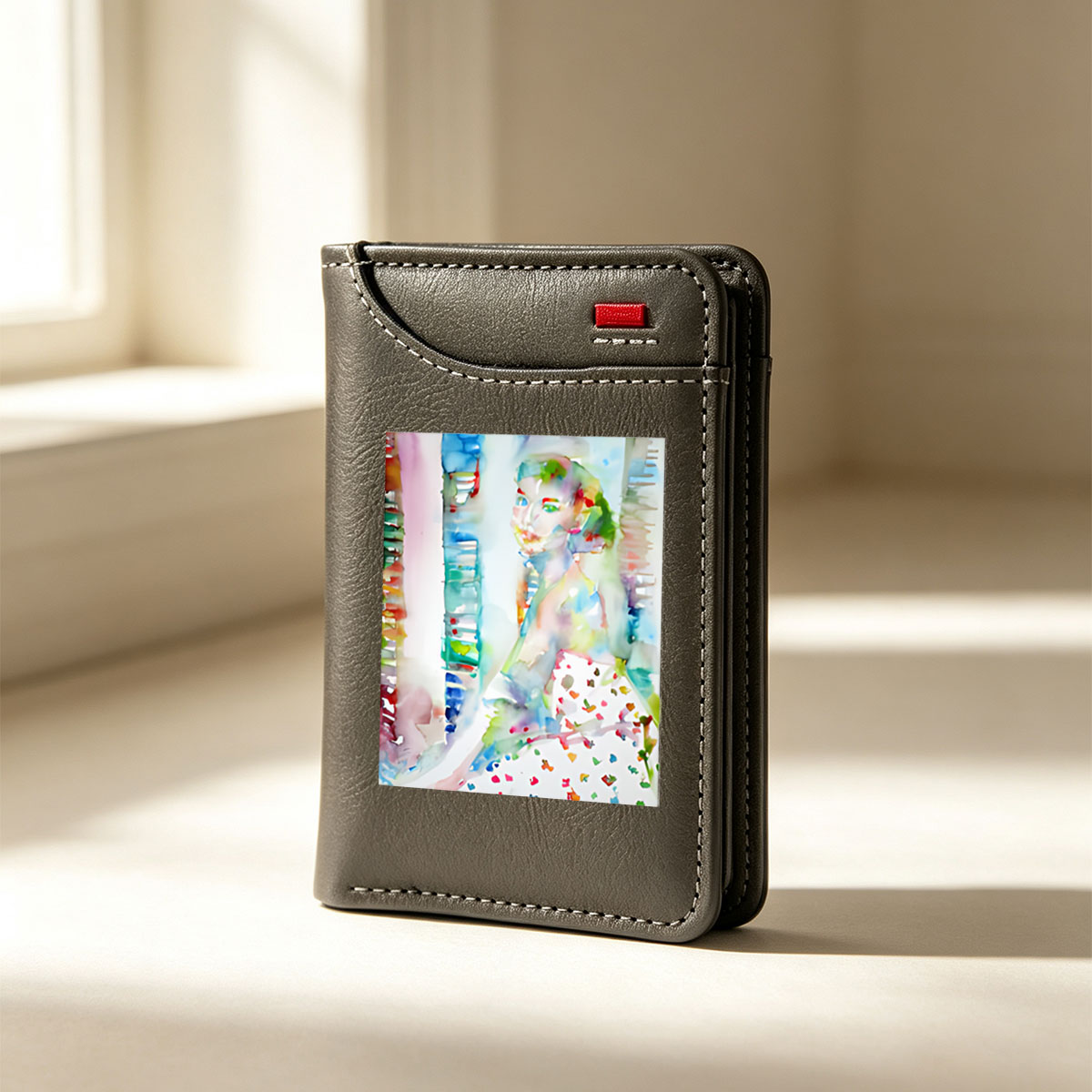 Watercolor Portrait of a Woman in a Colorful Dress - Vertical Style Wallet