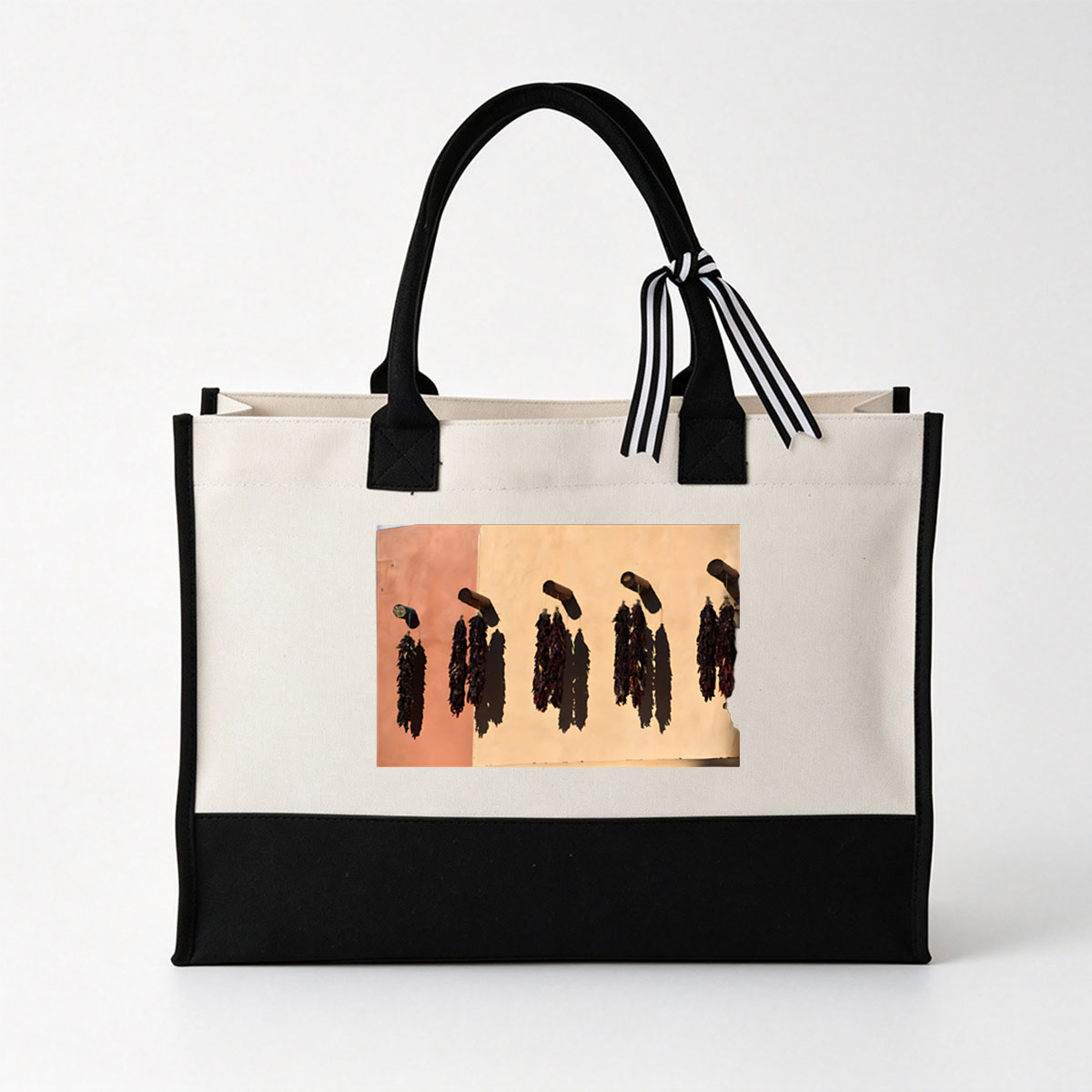 Dried Chilies Hanging on a Wall - Canvas patchwork gift tote bag