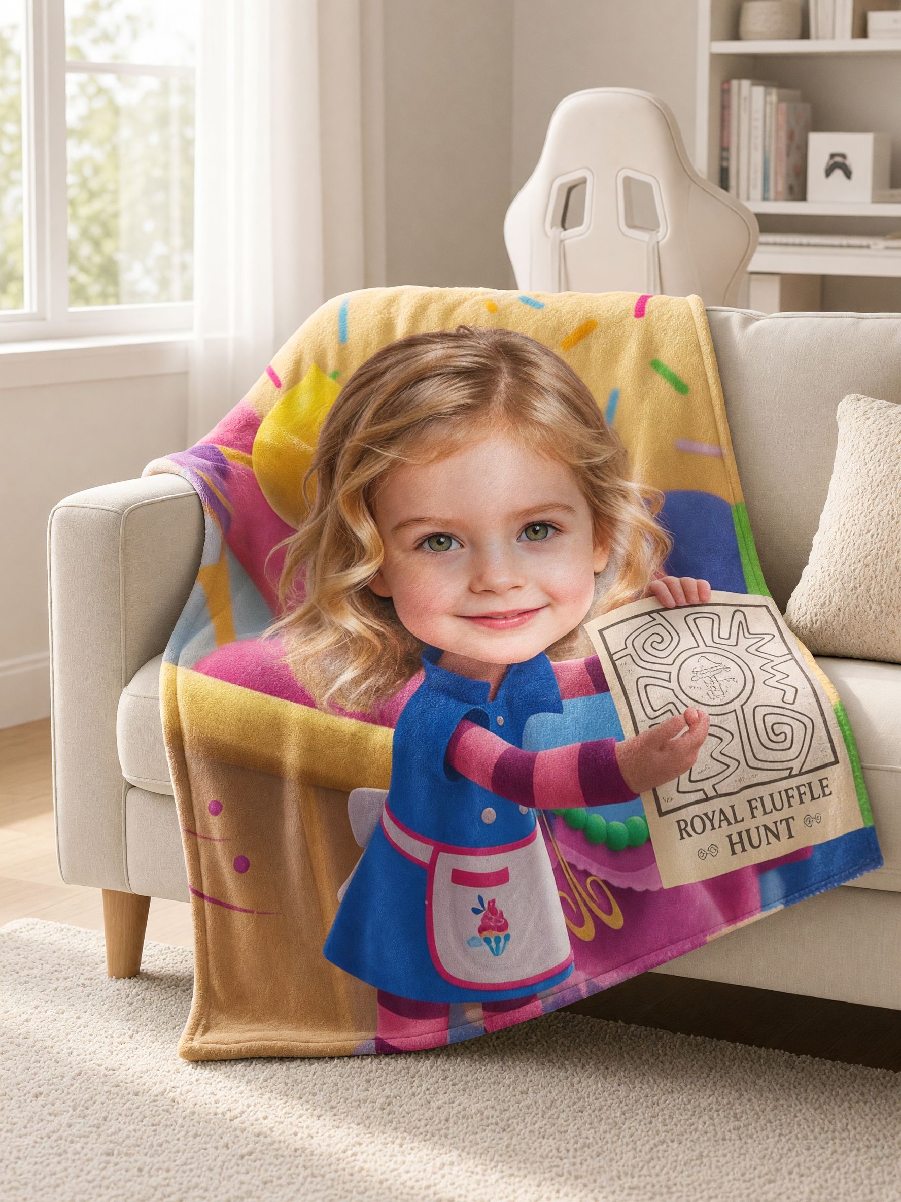 Custom Big Head Photo Blanket, Personalized Cartoon Flannel Throw, Soft Cozy Fleece Bed Couch Gift for Kids