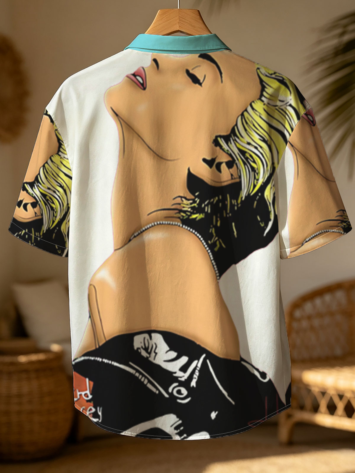 Miley Cyrus in a stylized portrait with bold yellow hair and a black top, artwork by Nerd Jersey Arts. -  Shirt