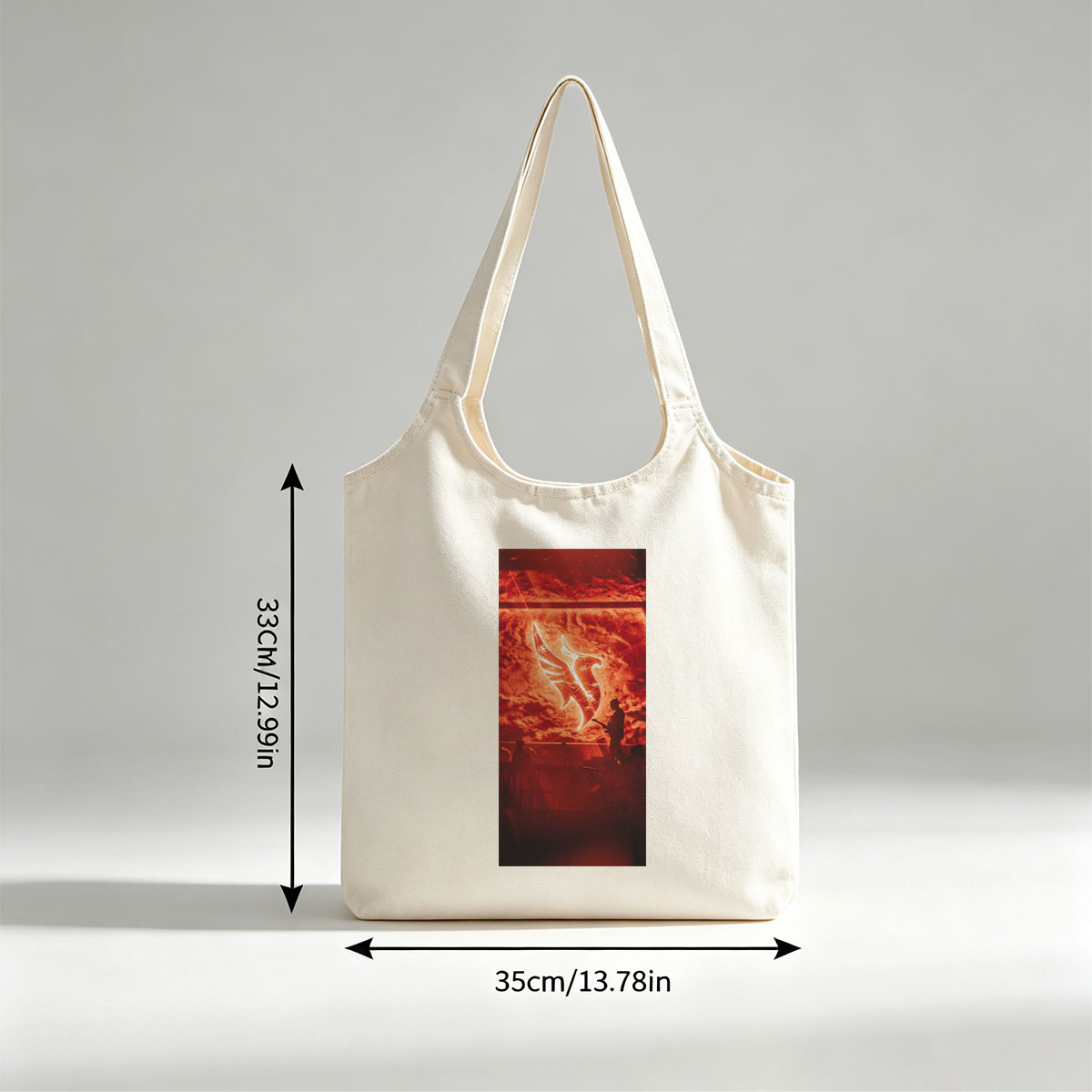 Imagine Dragons Live Performance with Dramatic Red Sky and Glowing Logo Projection - Canvas shoulder bags/