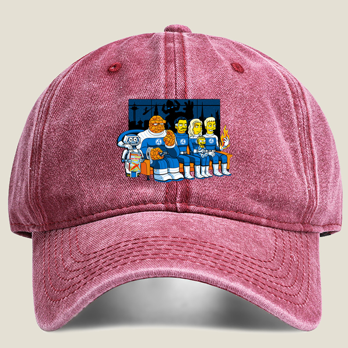 The Simpsons Meet the Fantastic Four - Washed Denim - Baseball Cap