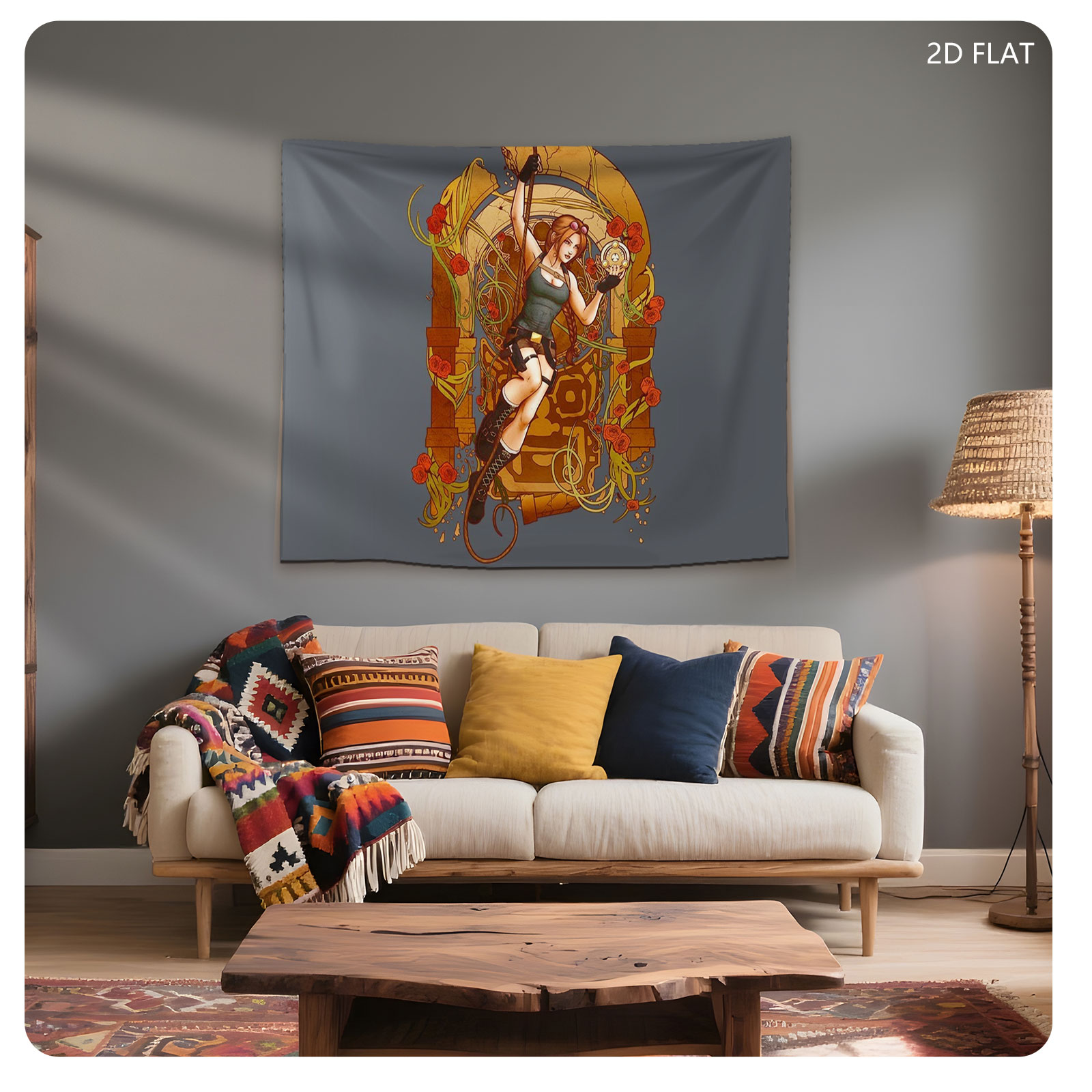 Lara Croft: Tomb Raider - Adventurous Explorer with Compass and Whip - Tapestry