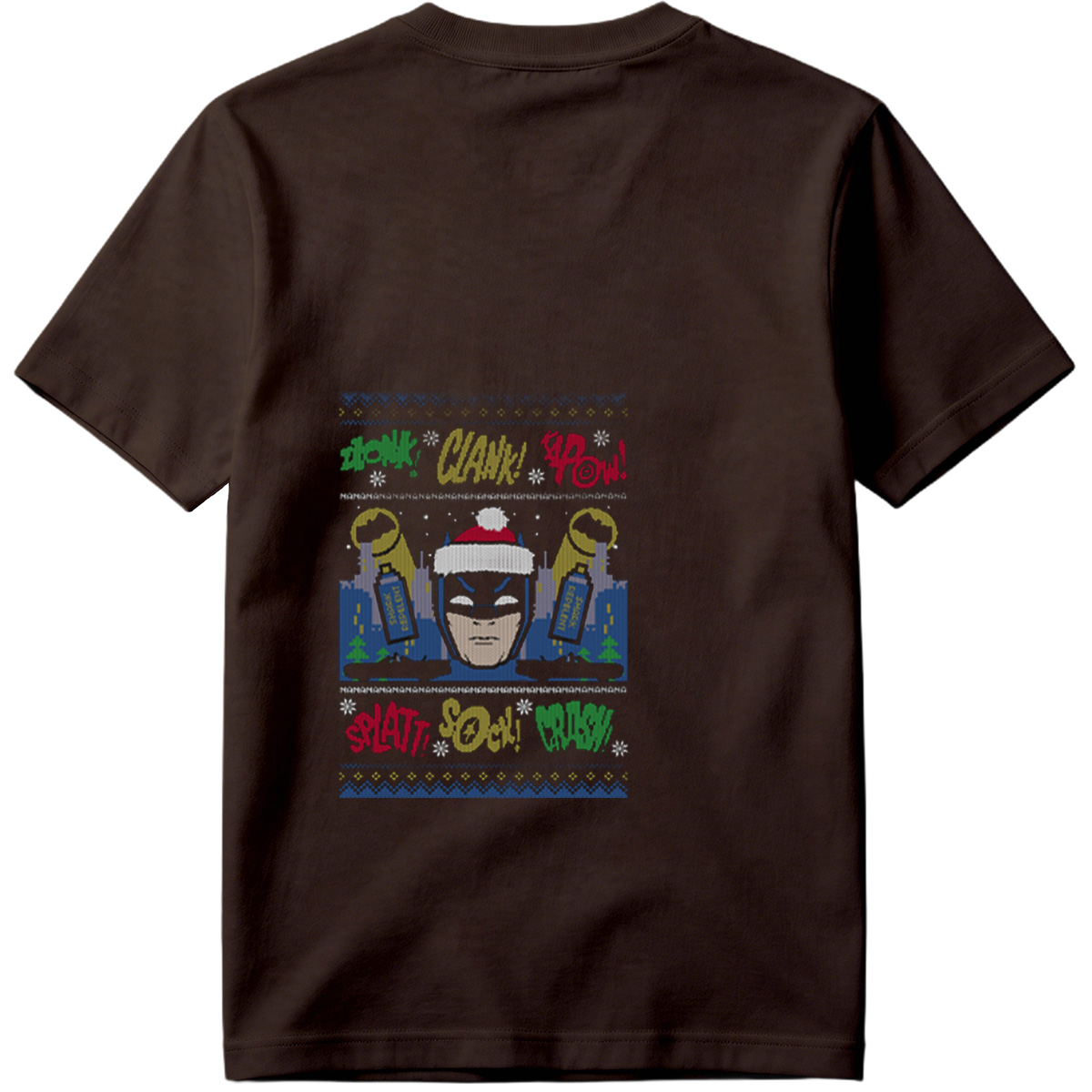Batman Christmas Sweater with Comic Sound Effects - Tee