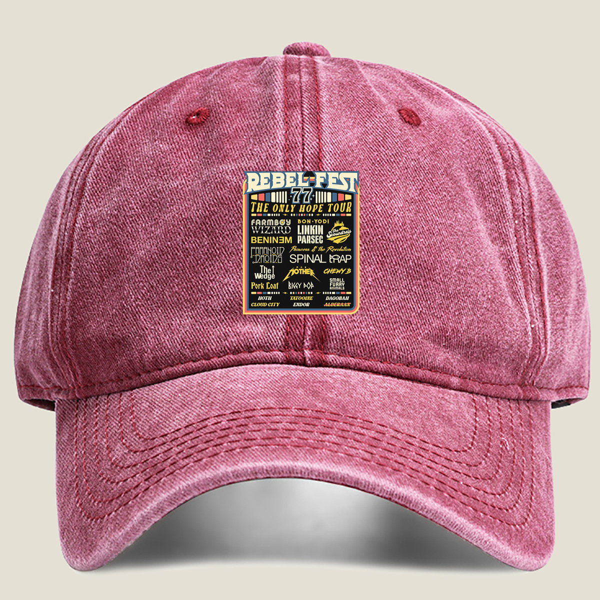 Rebel-Fest 77: The Only Hope Tour Featuring Star Wars Characters and Bands - Washed Denim - Baseball Cap