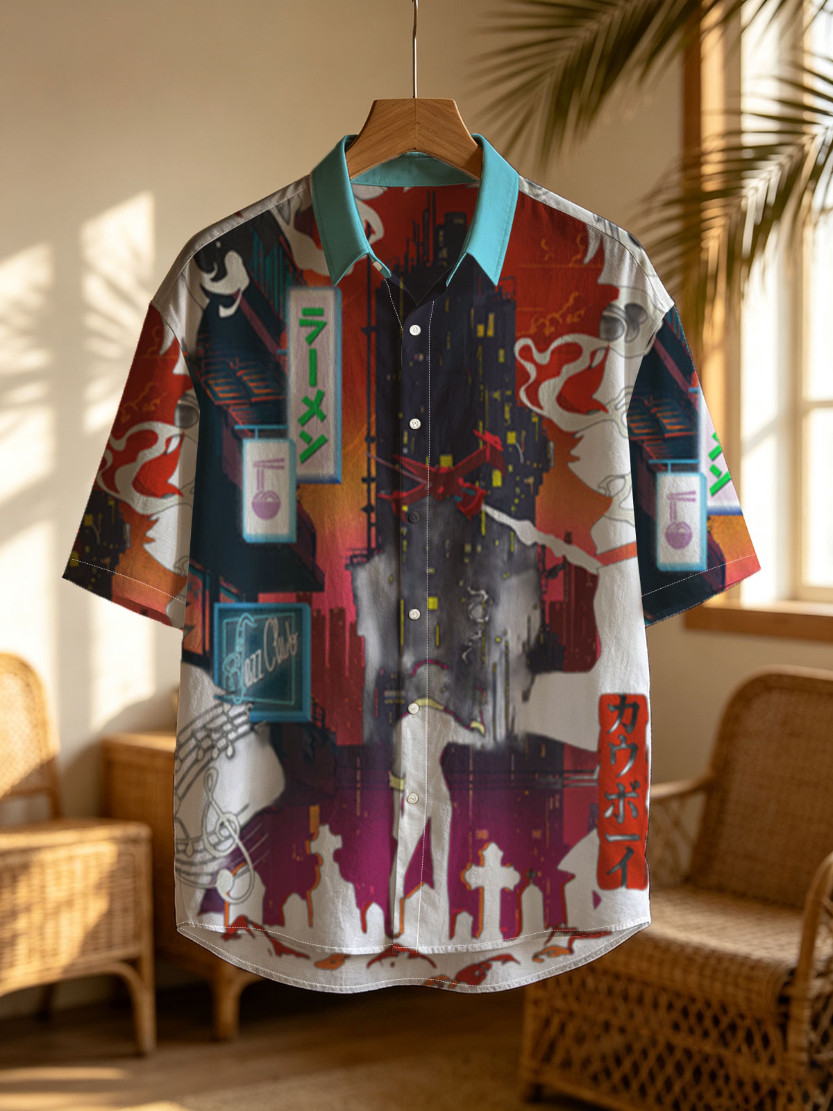 Cowboy in Neon City: Ramen, Jazz Club, and Flying Plane -  Shirt