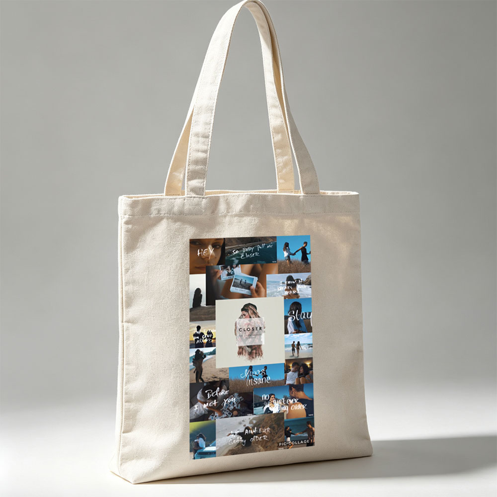 The Chainsmokers + Beach Romance + Collage of Couples and Lyrics from Closer - Canvas tote bags