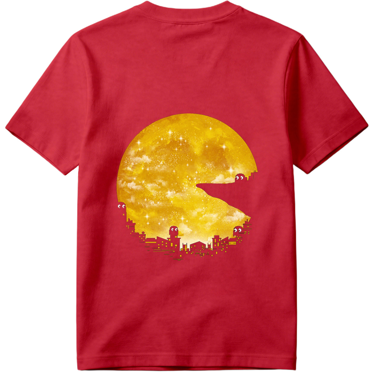 Pac-Man Cityscape Under the Moon - Tee