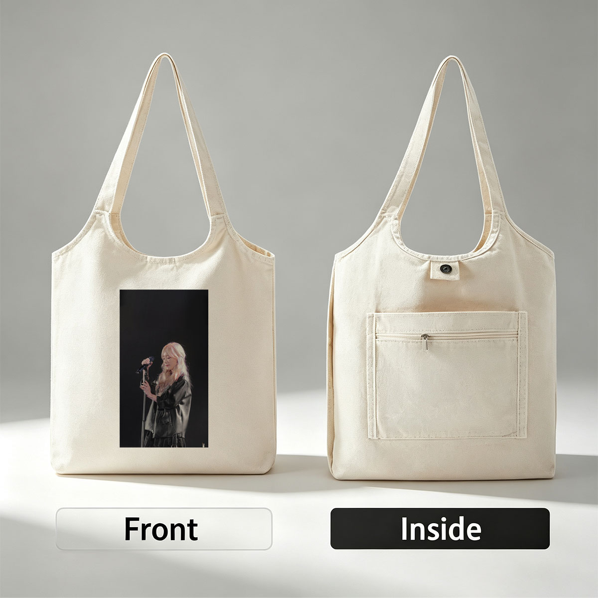 Lisa Blackpink Live Performance on Stage Holding Microphone in Leather Outfit - Canvas shoulder bags/