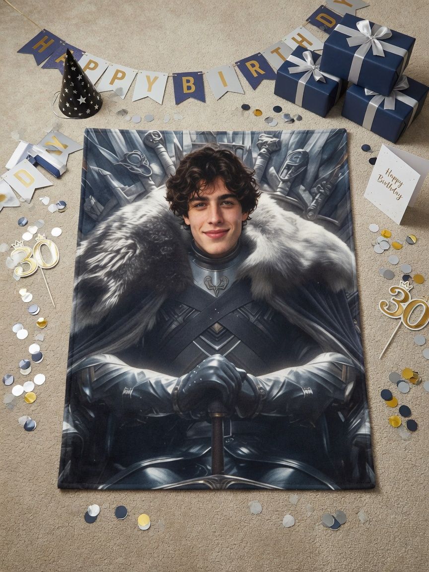 Custom Face Blanket Personalized Photo Throw Ultra Soft Flannel Fleece Warm Blanket for Bed Sofa Couch and Gifts