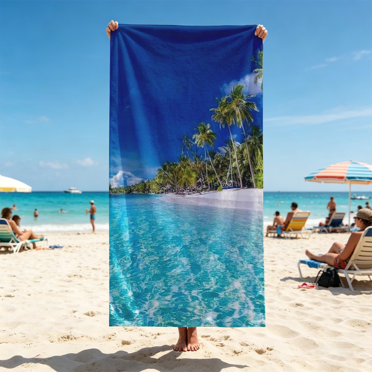 Crystal Clear Waters and Palm Trees on a Tropical Beach - Beach towels