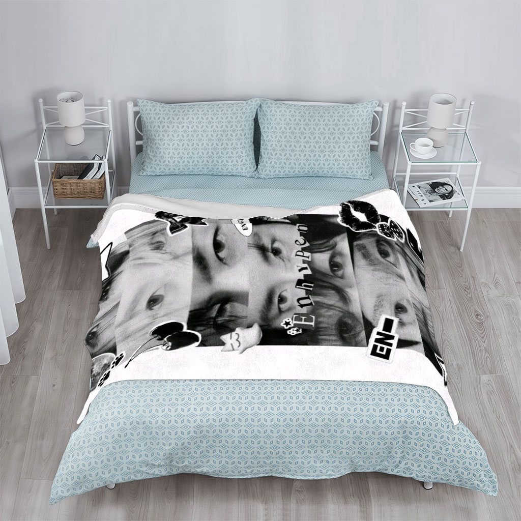 Enhypen Eyes Collage Black and White Sticker Art - Blankets