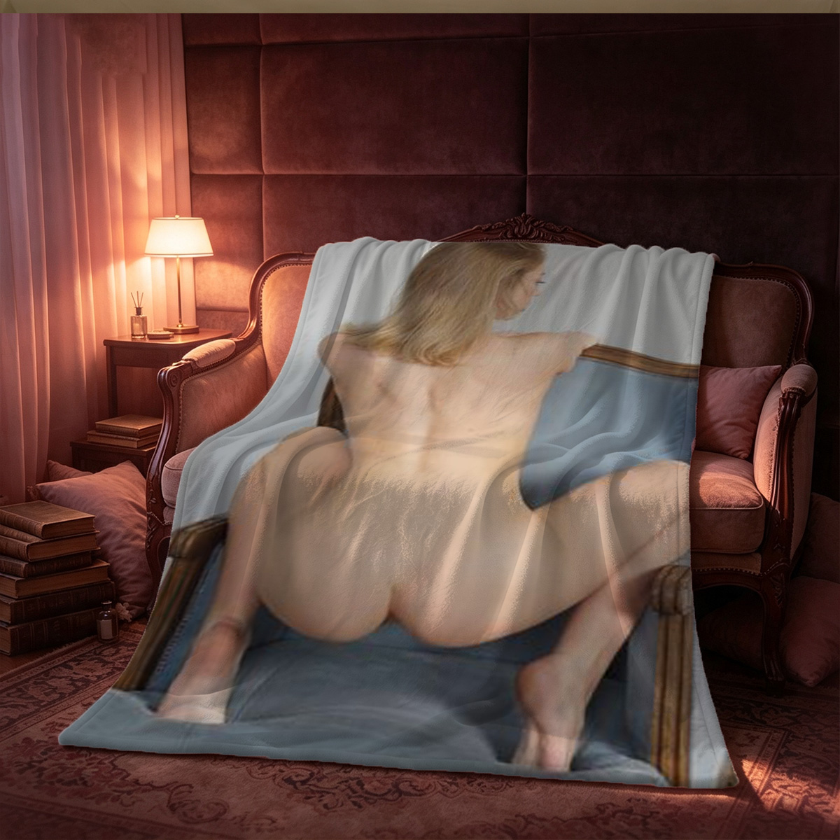 Sultry Self-Hug in White Lingerie – Lee Hee-joo - Blanket