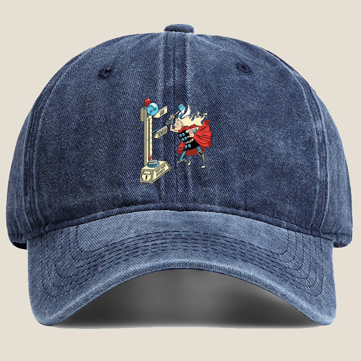 Thor Tests His Divinity - Washed Denim - Baseball Cap