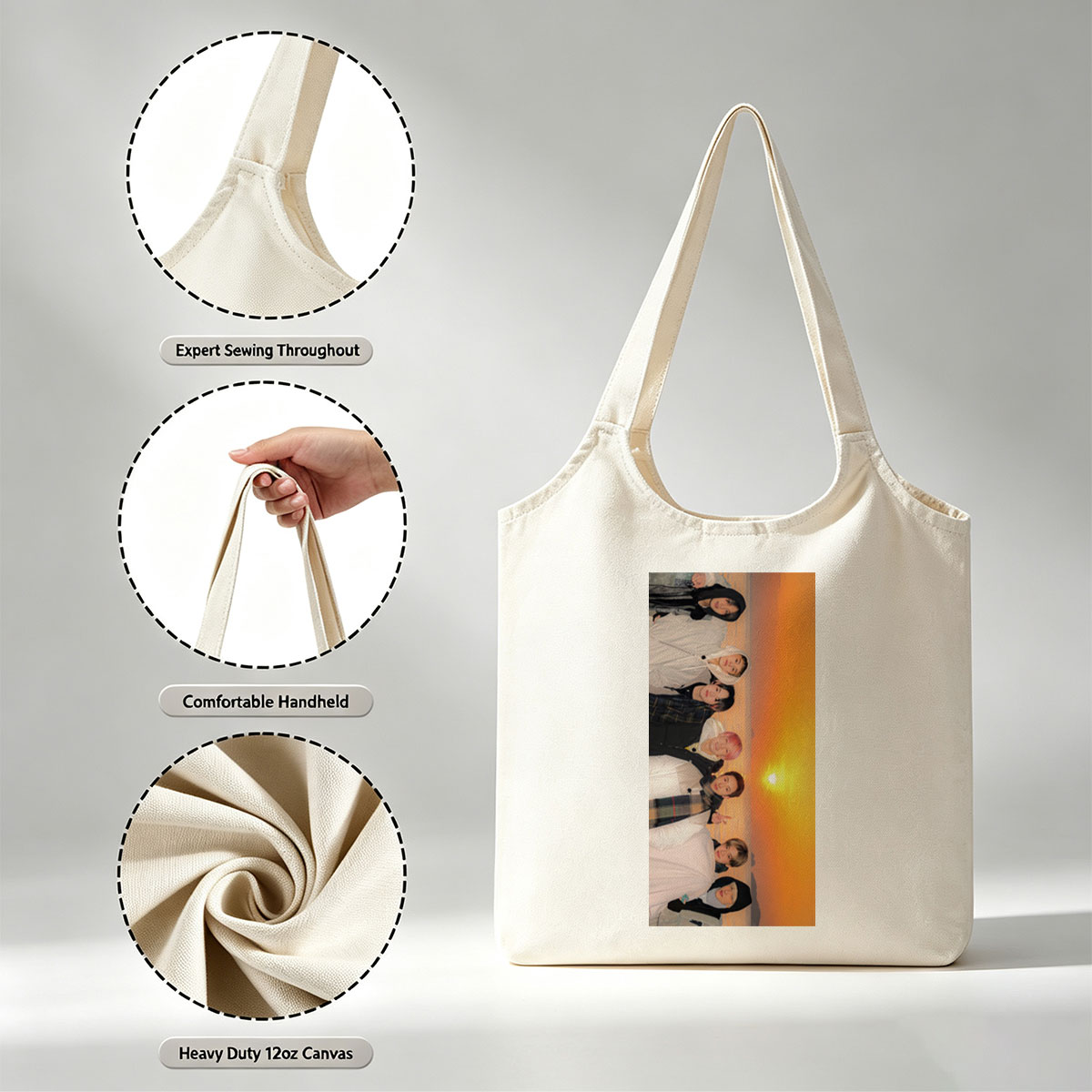 Stray Kids Sunset Beach Group Photo - Canvas shoulder bags/