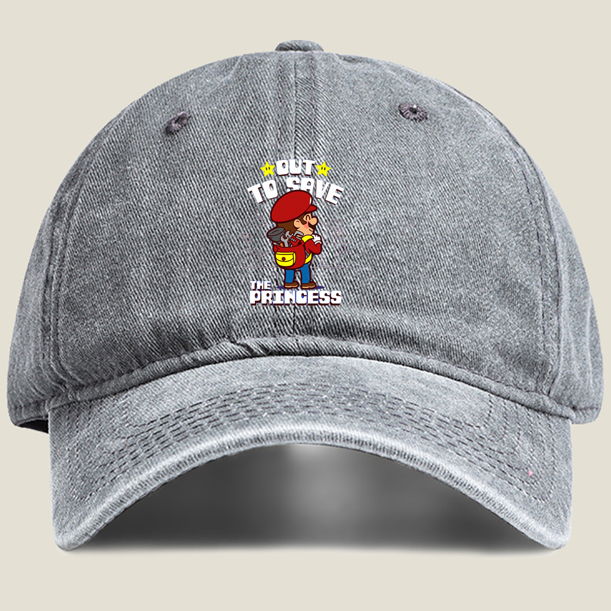 Mario: Out to Save the Princess - Washed Denim - Baseball Cap