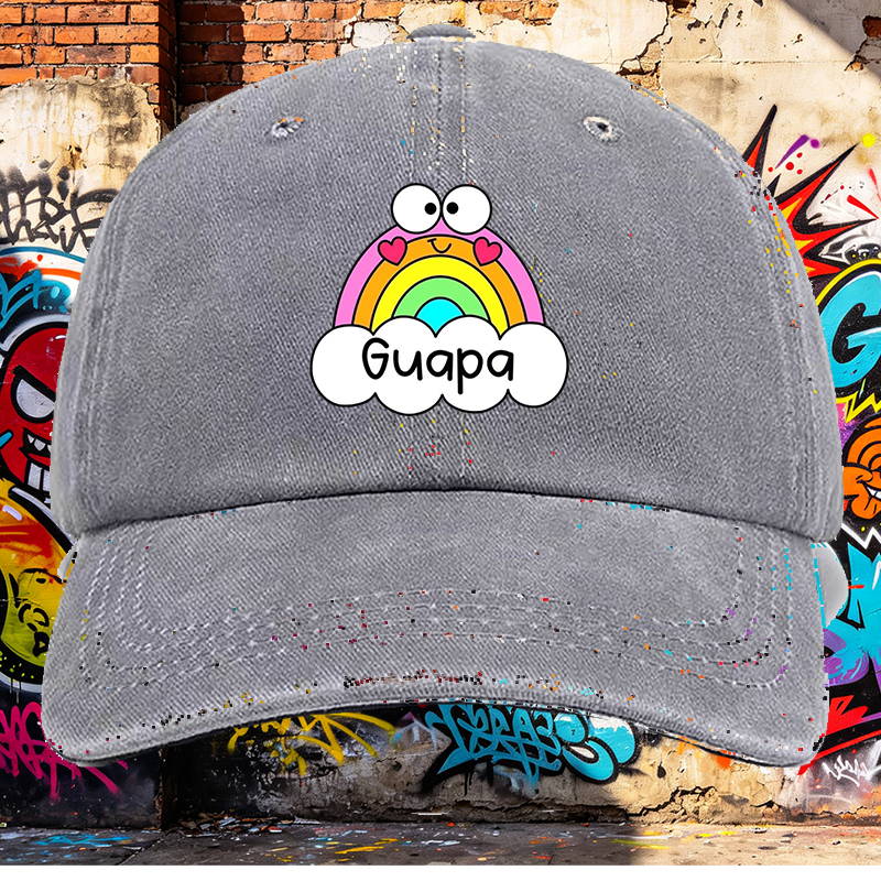 Men's Printed Washed Cotton Hat with Rainbow and Heart Design, Casual Round Brim Summer Lightweight Cap for Outdoor Activities, Beach, Travel, and Daily Wear, Suitable for Young Adults and Fashion-Loving Men