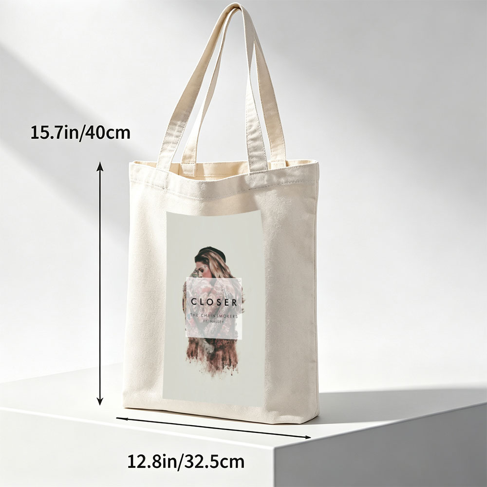 The Chainsmokers and Halsey in a Romantic Scene with Floral Artistic Design for Closer Music Cover - Canvas tote bags