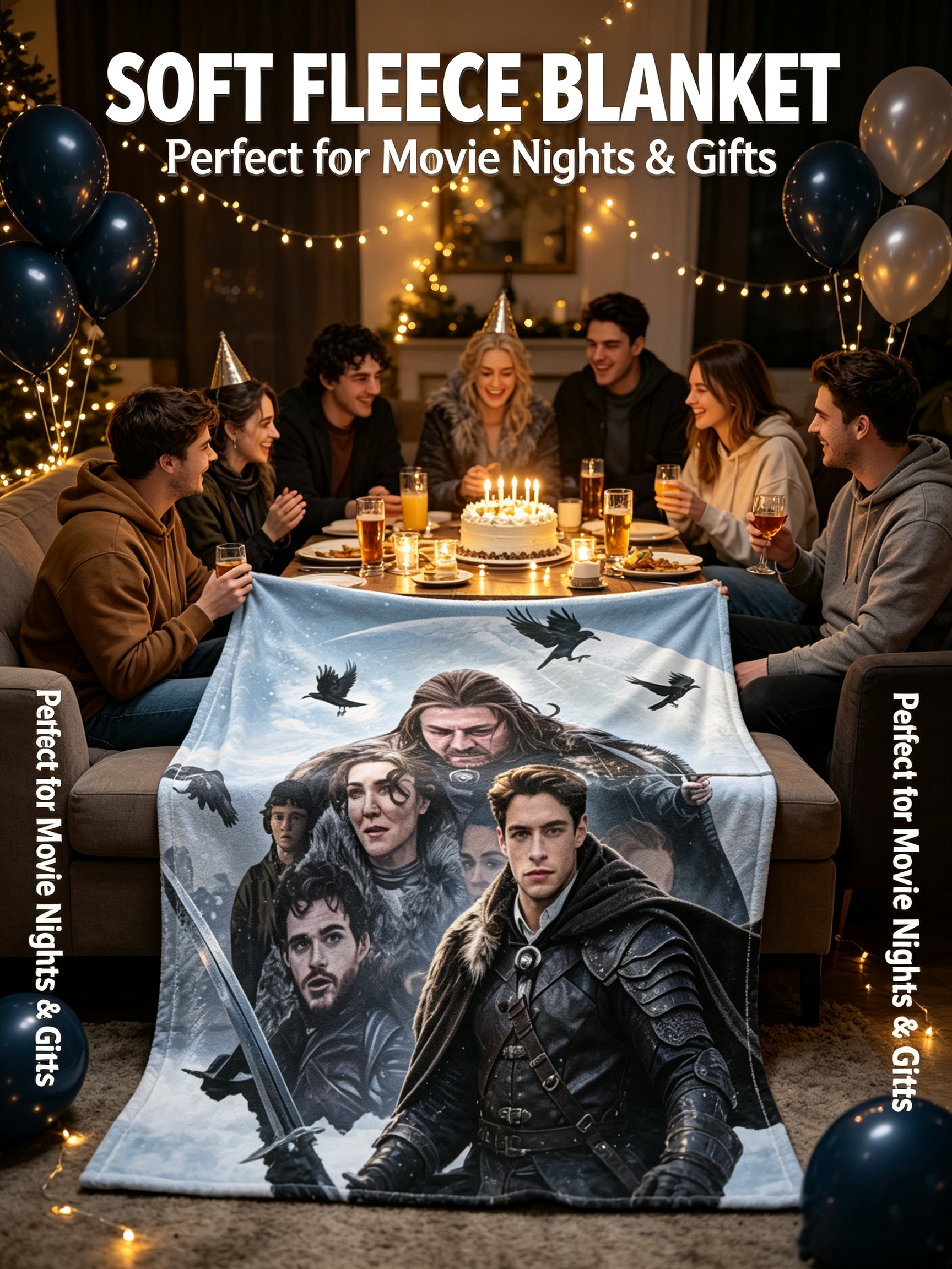 Custom Face Blanket Game of Thrones Characters Flannel Blanket Cozy Winter Gift for Fans and Collectors