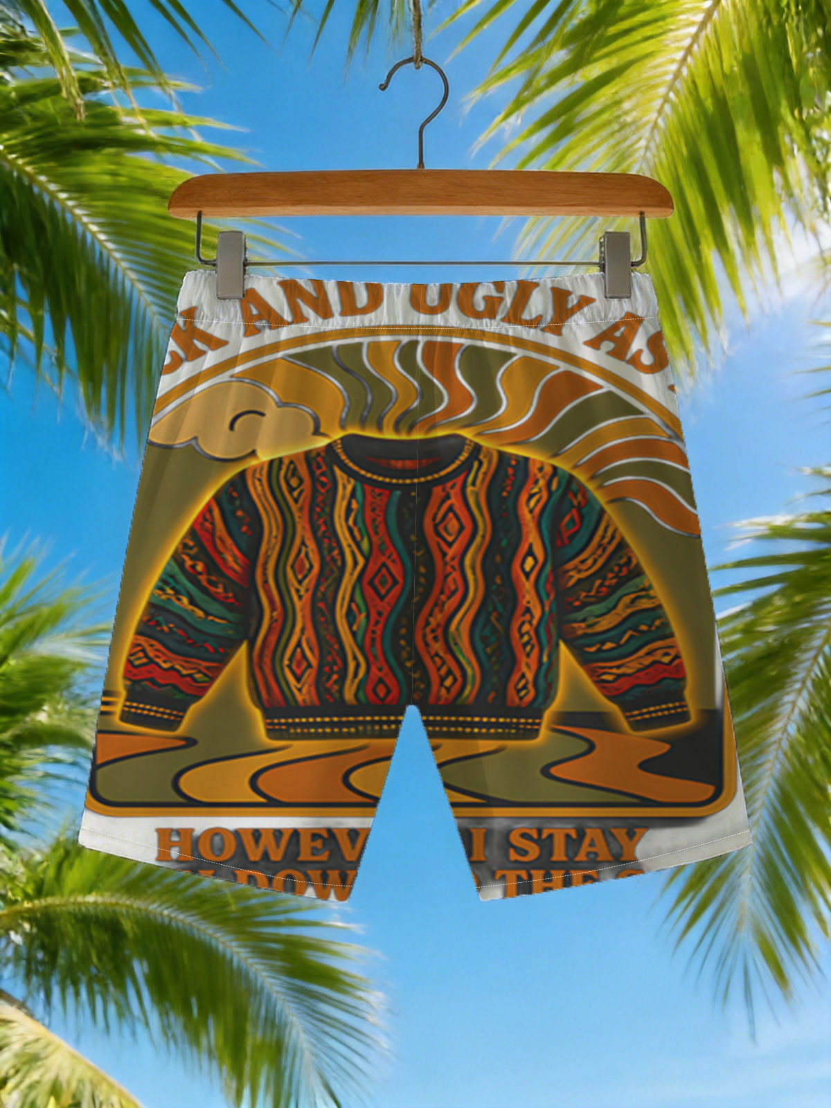 Black and Ugly as Ever: Coogi Sweater Artwork -  Beach shorts