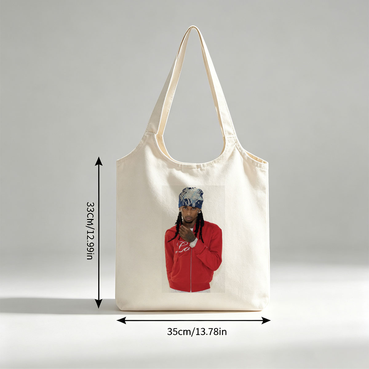 Travis Scott in a Red Hoodie and Bandana, Stylish Streetwear Look - Canvas shoulder bags/