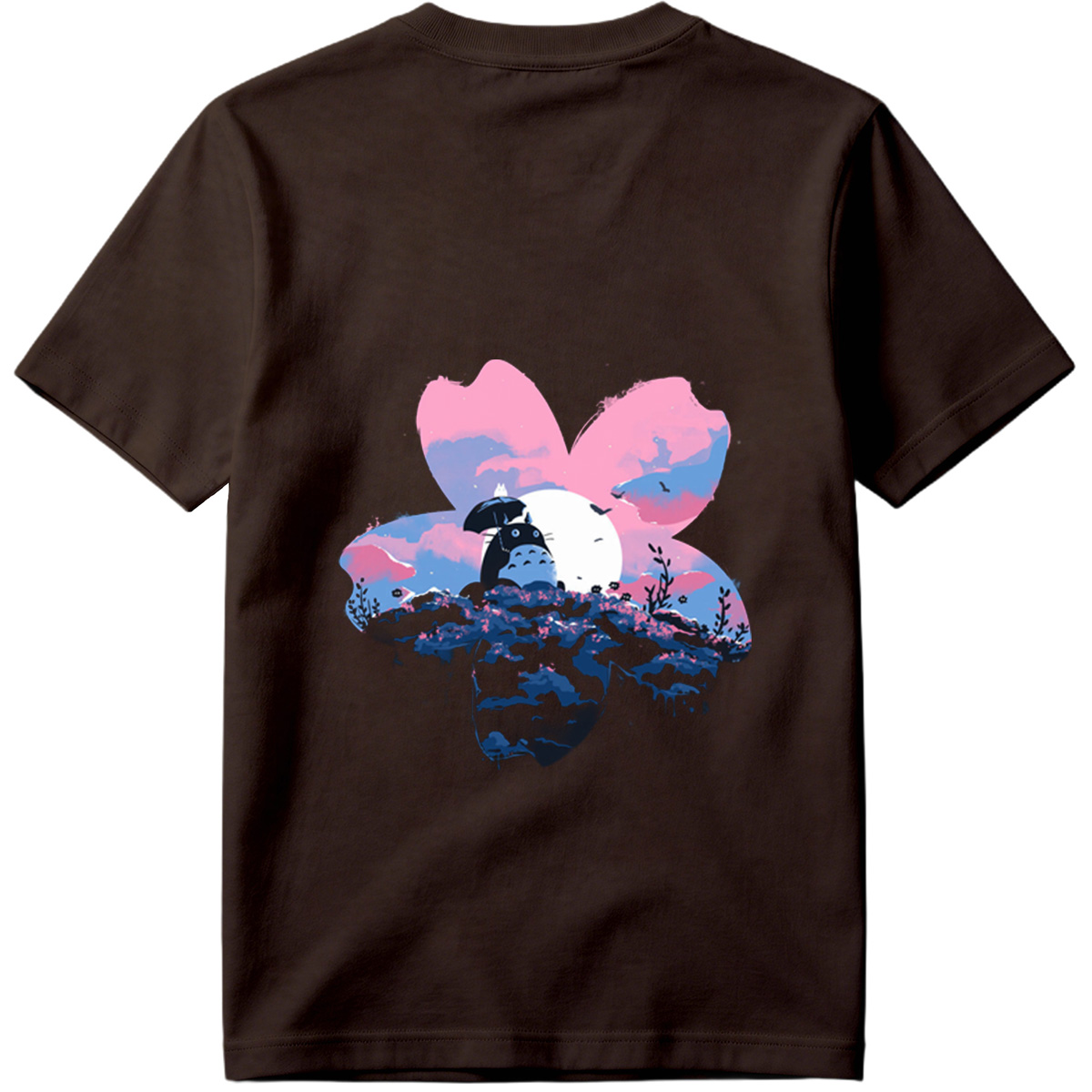 Totoro Under Cherry Blossom Moon - Tee
