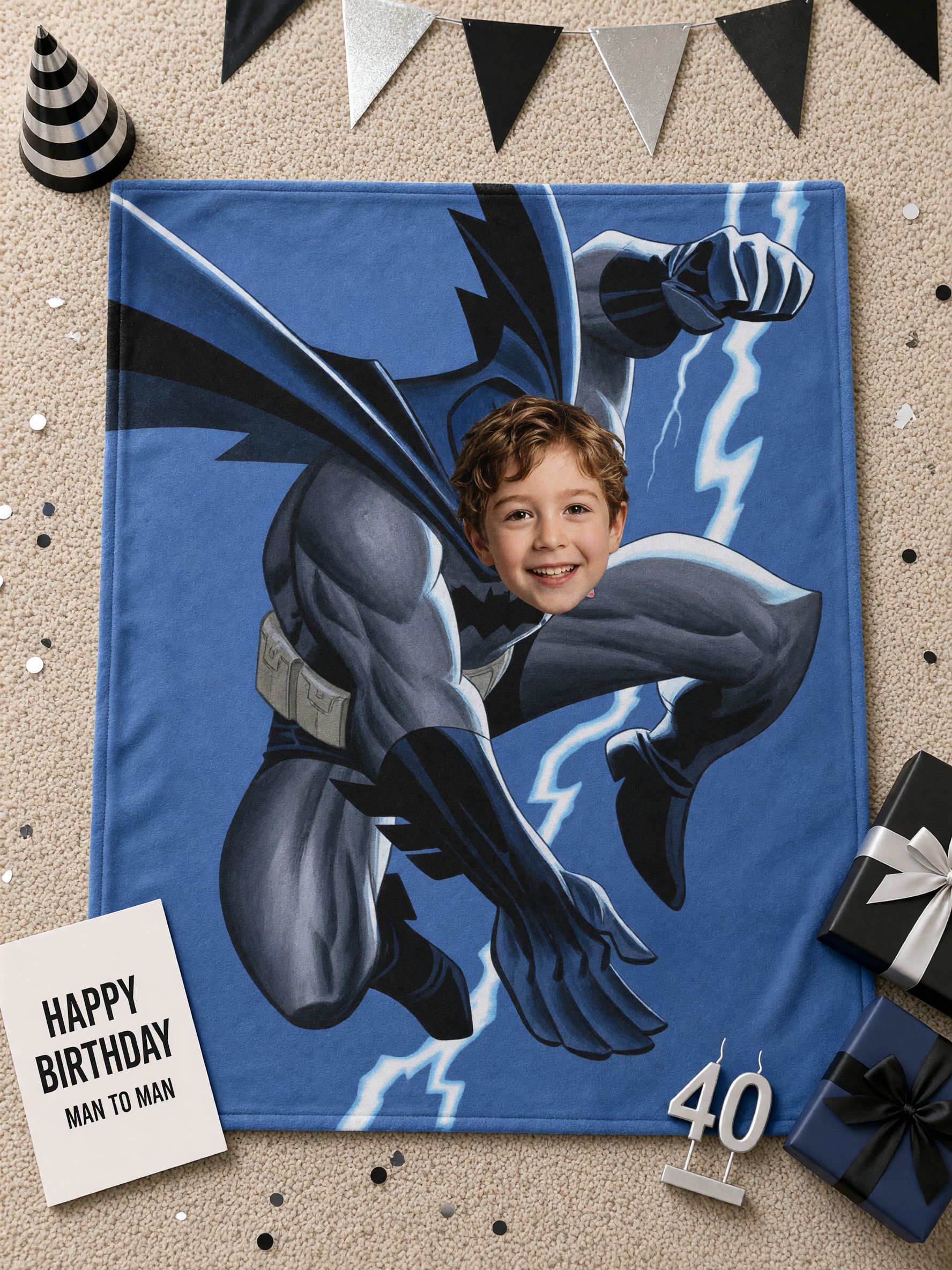 Custom Face Superhero Flannel Blanket Personalized Photo Bed Sofa Throw Ultra Soft Skin Friendly Cozy Gift