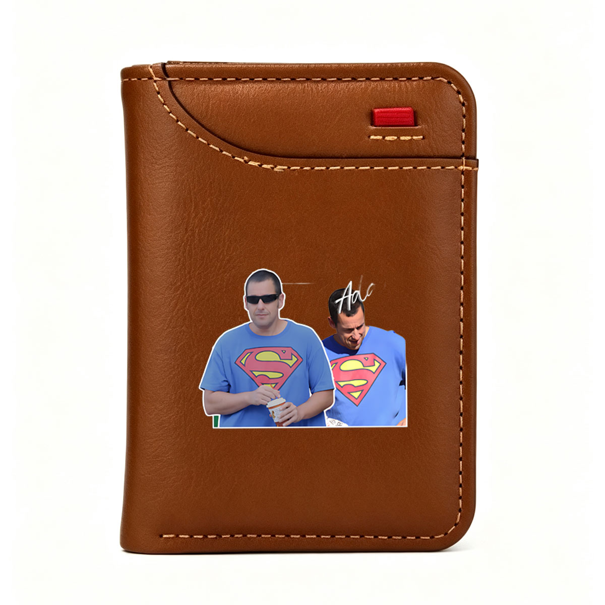 Two Men in Superman Shirts, One Holding a Cup, Signed 