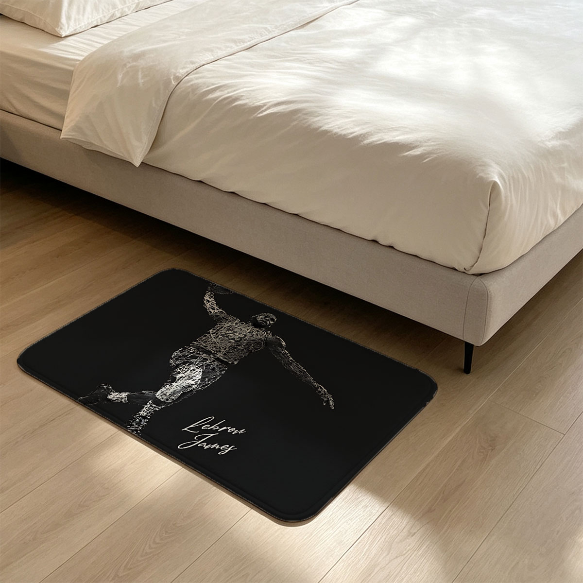LeBron James Wireframe Artwork - Flannel floor mat