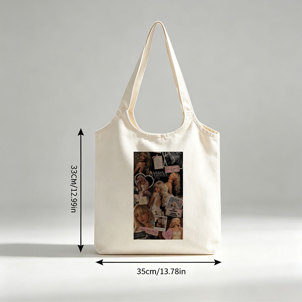 Sabrina Carpenter Collage - Aesthetic Photo Montage Featuring Concert Tour and Romantic Themes - Canvas shoulder bags/
