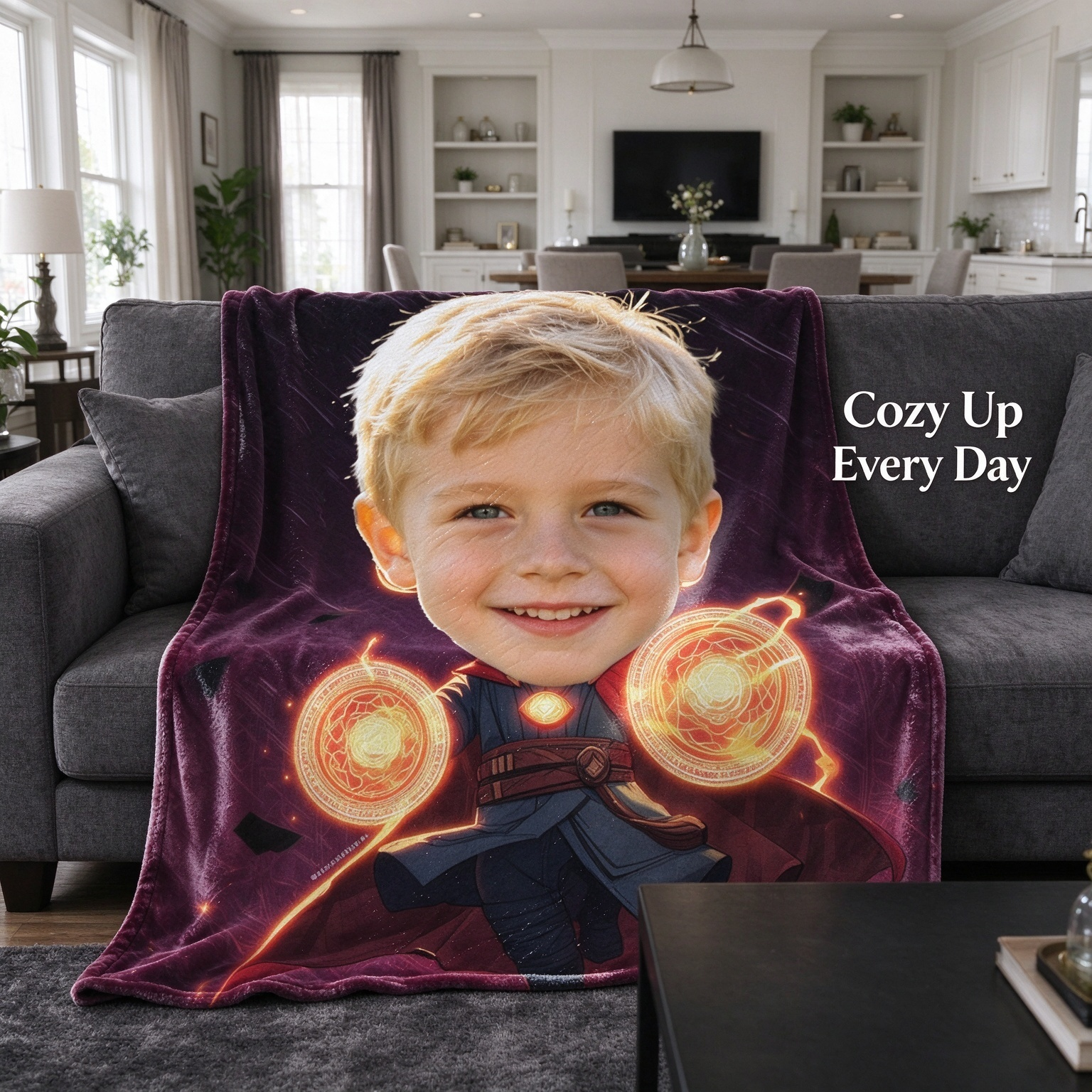 Custom Face Superhero Blanket Ultra Soft Flannel Throw Personalized Magic Hero Fleece Bed Blanket for Kids Gift