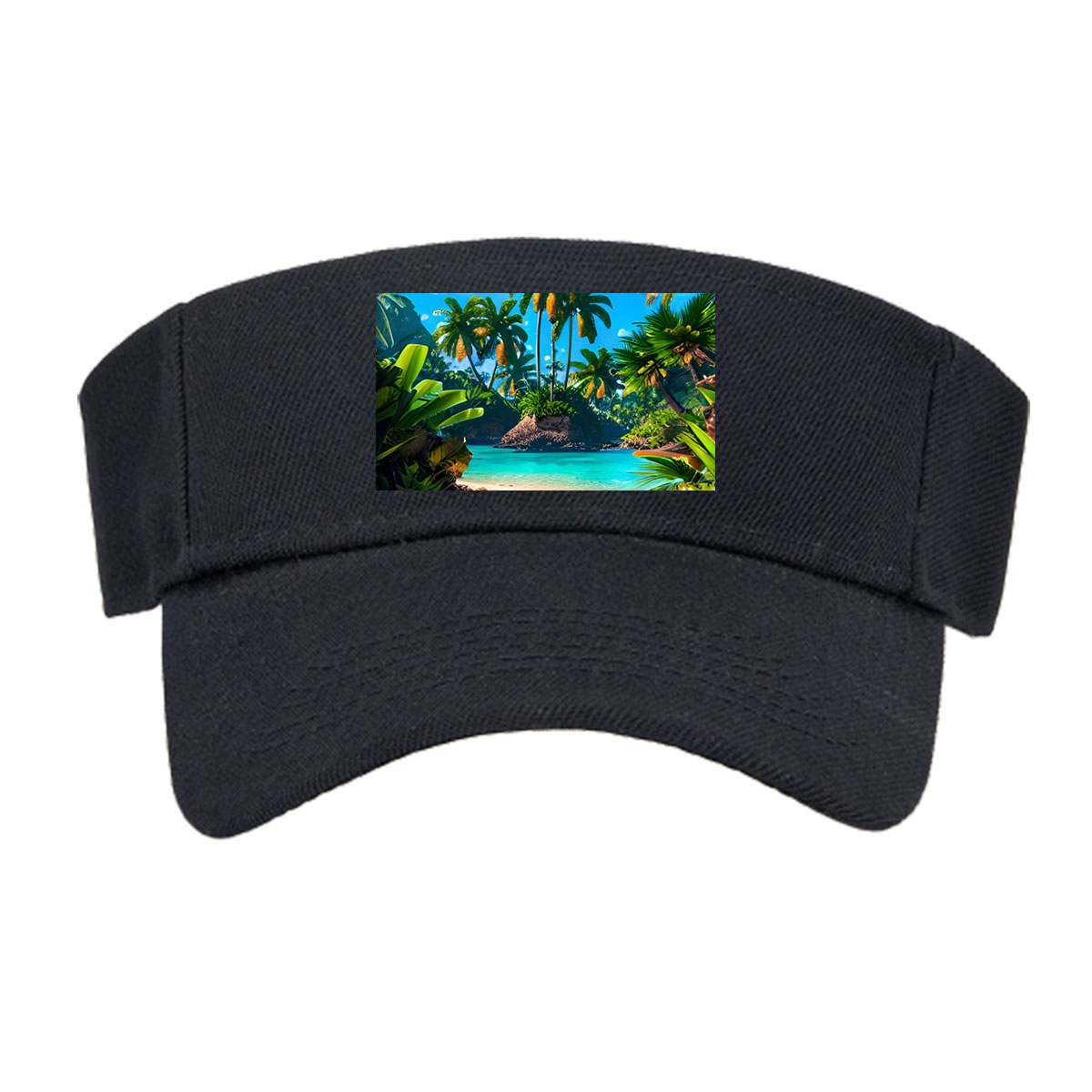 Tropical Paradise Beach with Palm Trees and Crystal Clear Water -  Visor cap