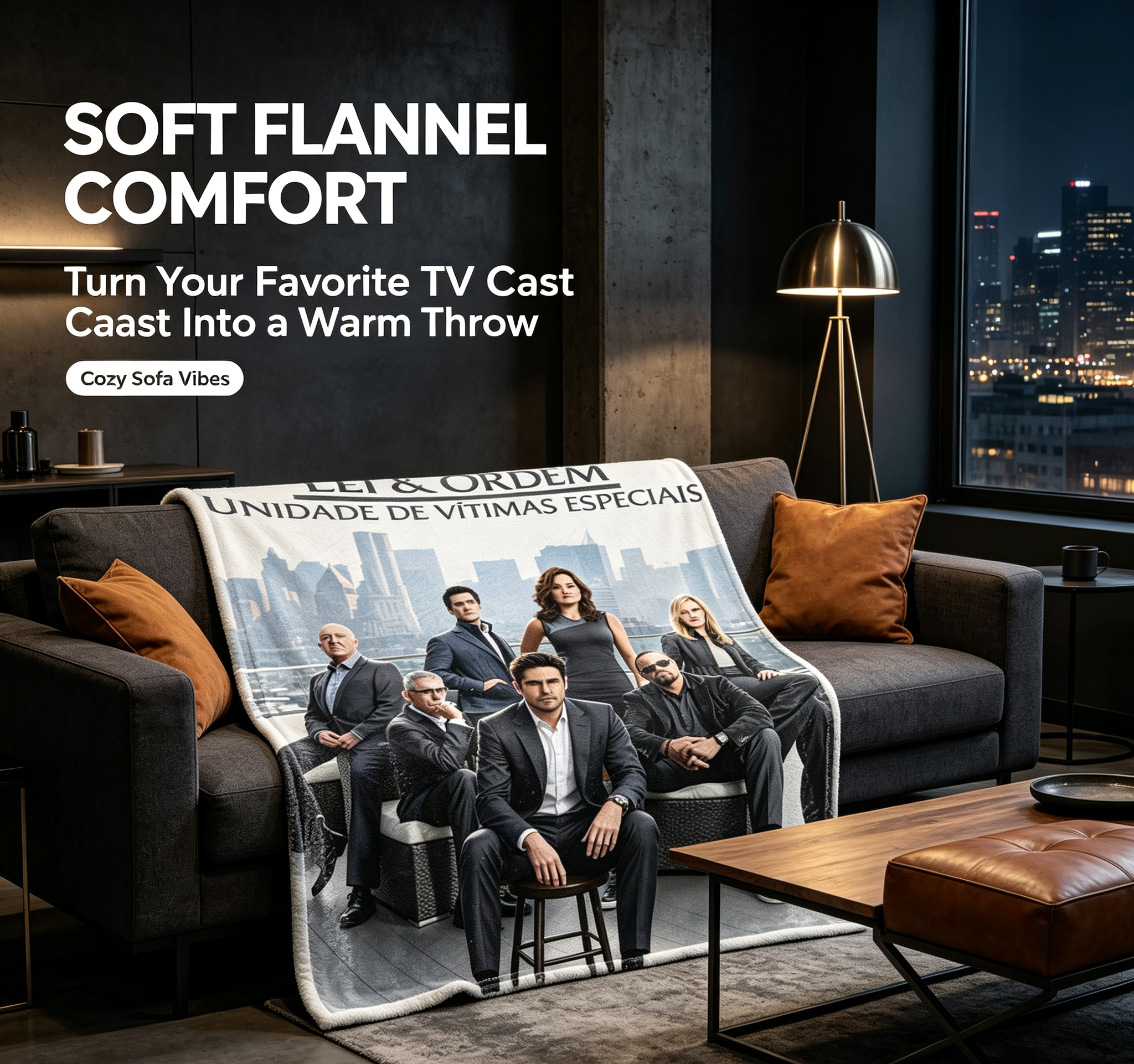 Custom Face Blanket - Law & Order: Special Victims Unit Cast Flannel Blanket for Home, Office, or Travel - Perfect Gift or Giveaway Item