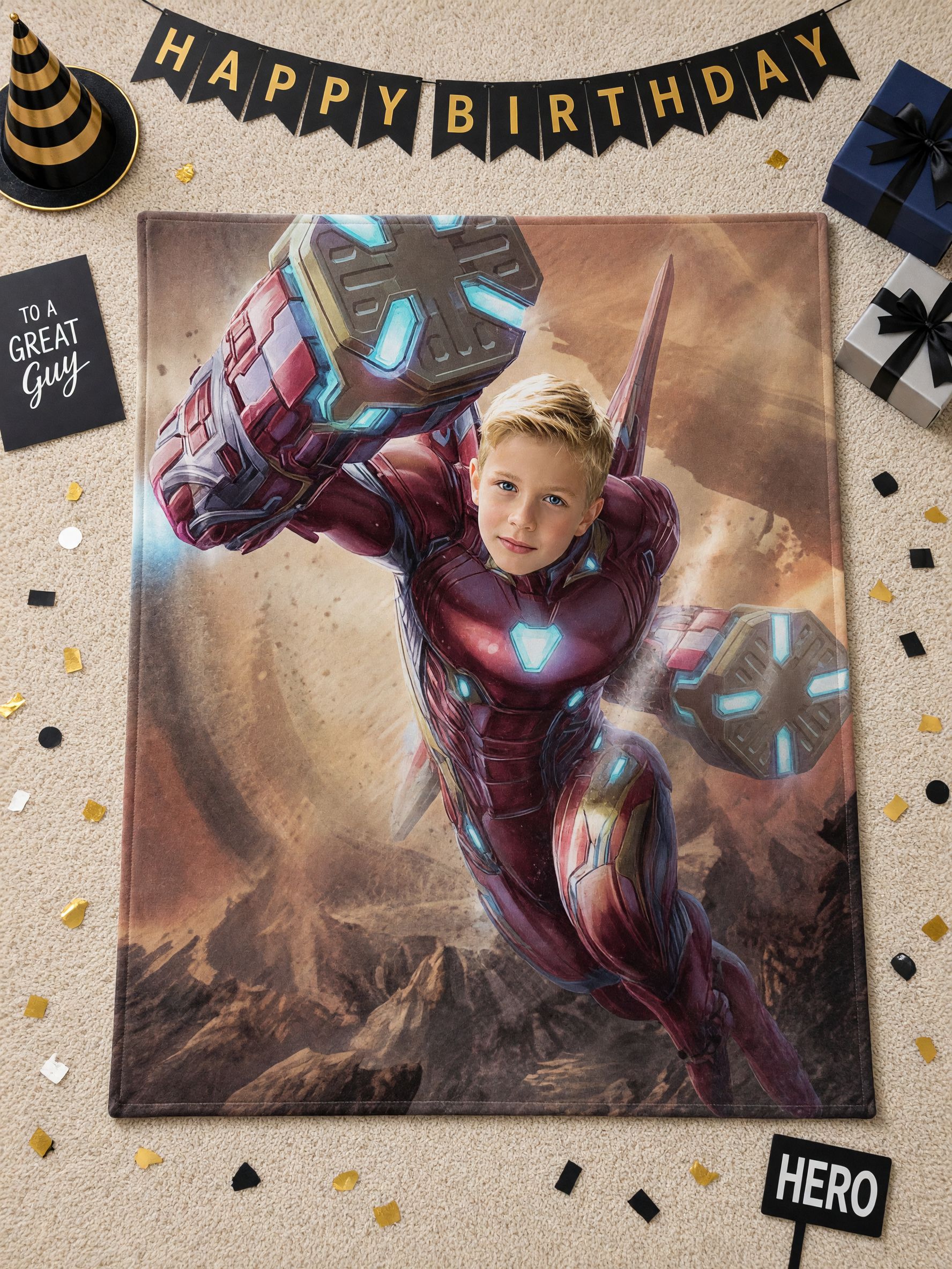 Custom Face Photo Blanket Personalized Superhero Flannel Throw for Kids and Adults Cozy Plush Bed Sofa Keepsake Gift
