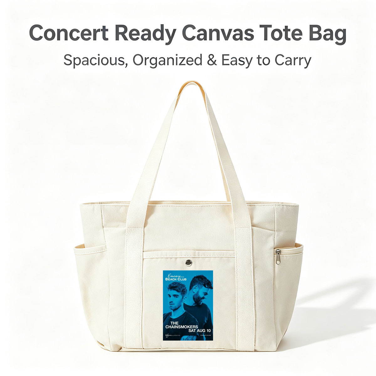 The Chainsmokers at Encore Beach Club - Live Performance Poster for August 10 Event - Multi-pocket bags