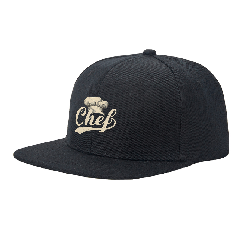 Flat Brim Baseball Cap Chef Hat Logo Print Streetwear Underground Skate Style for Basketball Court Skate Park Urban Lifestyle by Skaters Rappers Streetwear Enthusiasts