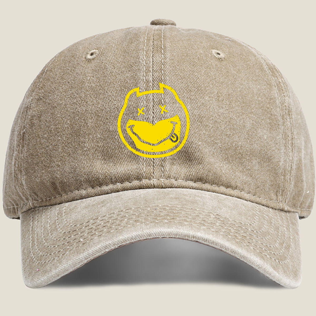Trollface Emoji - Washed Denim - Baseball Cap