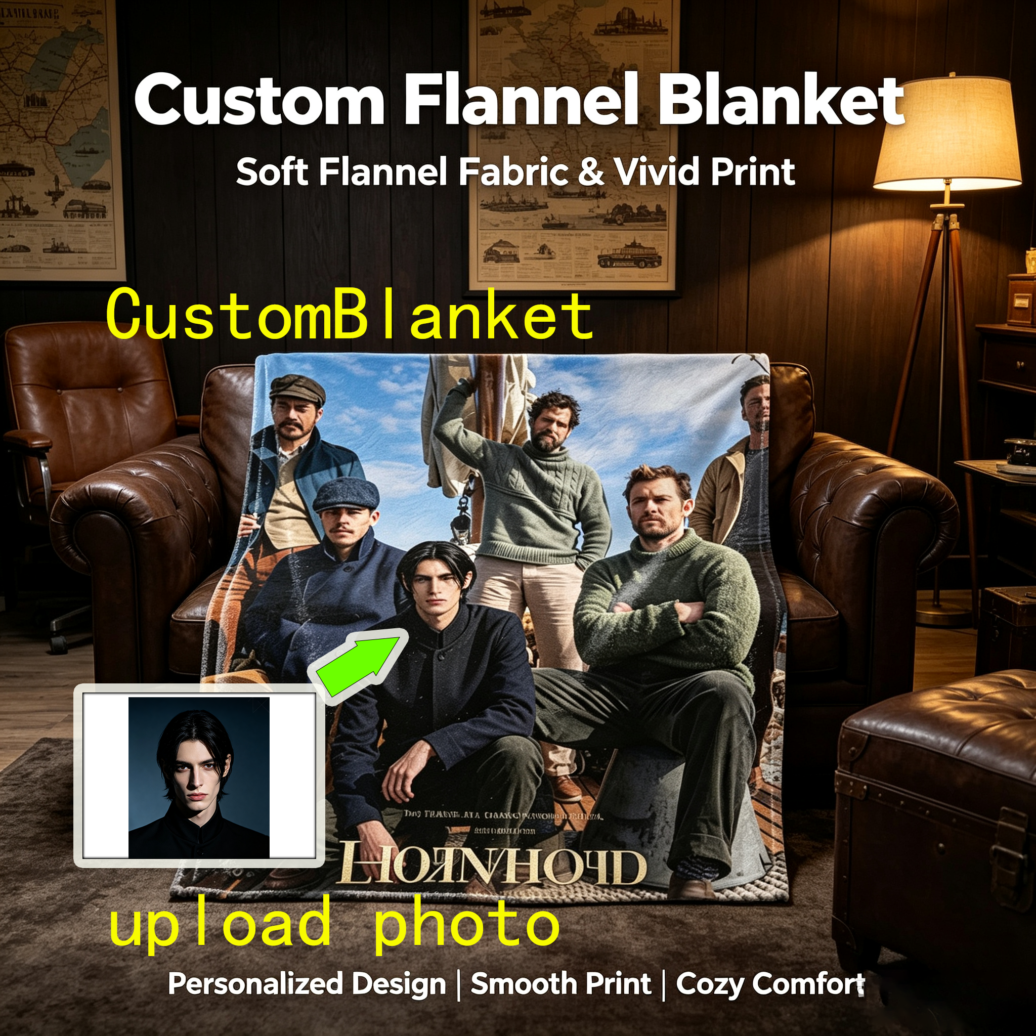 Custom Face Blanket Hornhold Movie Characters Flannel Blanket for Men's Fashion Fans Perfect Gift or Giveaway for Film Enthusiasts